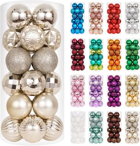 Miniatura 69 de XmasExp - Juego de 24 adornos de bola de Navidad mini irrompibles, adornos para árbol de Navidad, bolas de árbol de Navidad de 30 mm/1.18 pulgadas