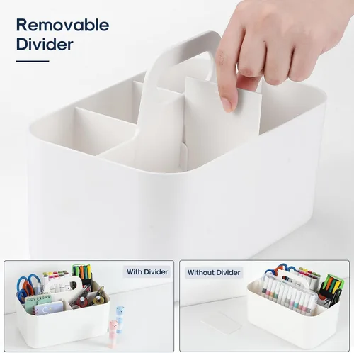 Miniatura 6 de Organizador Caddy Multiusos con Asa - Contenedor de Plástico Apilable Tote - Suministros de Arte y Manualidades, Oficina, Escritorio, Papelería