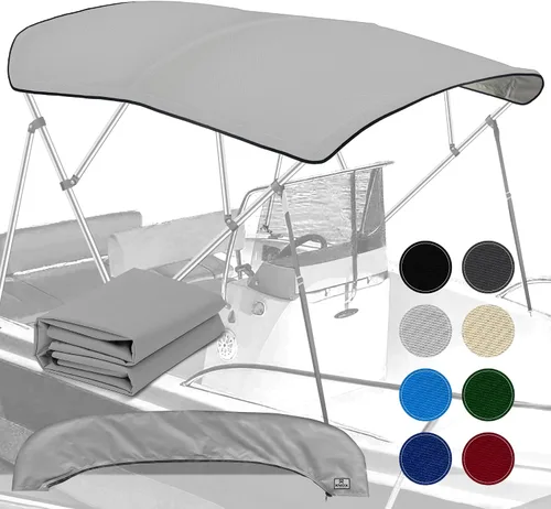Miniatura 12 de Lona universal de repuesto Bimini de 4 arcos, lona superior Bimini solo con funda de almacenamiento con cremallera, grado marino 900D, impermeable
