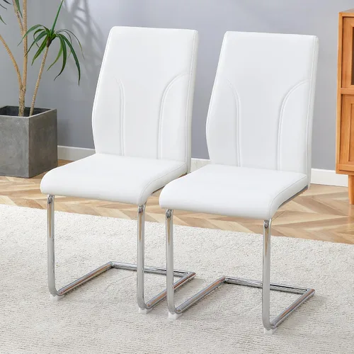 Miniatura 13 de Juego de 2 sillas de comedor negras, modernas sillas de cocina de piel sintética, patas doradas cromadas, fáciles de limpiar, comedor, oficina