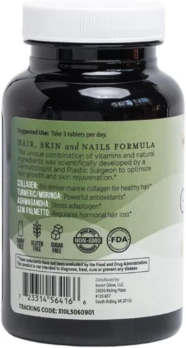Miniatura 2 de Inner Glow Vitaminas Avanzadas para el Cabello, la Piel y las Uñas – Suplemento Capilar Desarrollado por Médicos con Biotina, Péptidos de Colágeno