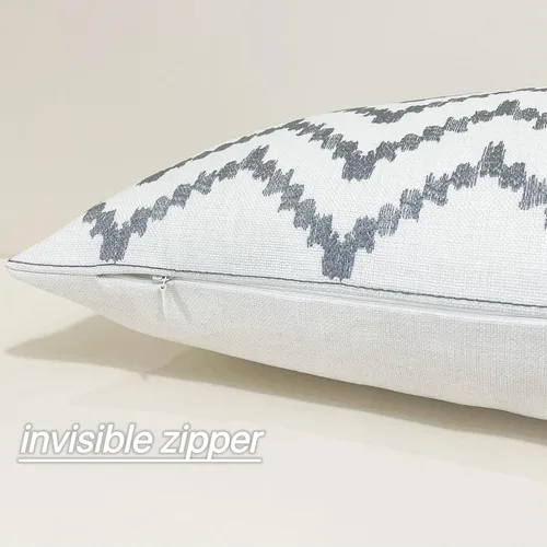 Miniatura 4 de SLOW COW - Funda decorativa bordada de lino para almohada lumbar, funda rectangular para cojín, funda de almohada para cama, sofá, sofá cama, 12 x