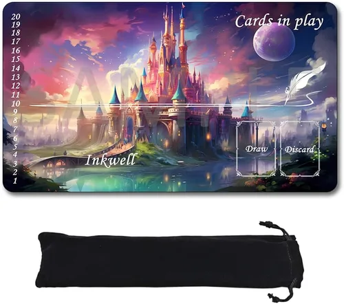 Miniatura 10 de Alfombrillas de juego compatibles con Lorcana tamaño 24 x 14 pulgadas, tapete de juego TCG de goma antideslizante con Zones y bolsa