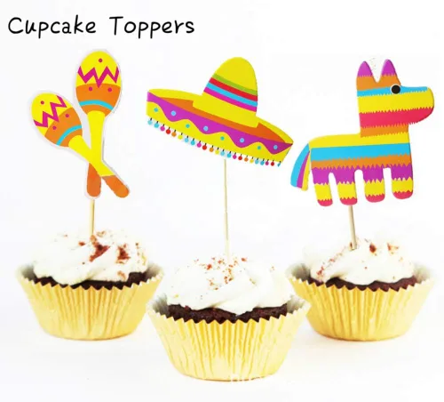 Miniatura 5 de Suministros para fiestas mexicanas, kit de decoración para fiestas temáticas de México, para festivales, cumpleaños, tacos (paquete de 35)