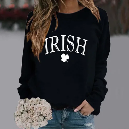Miniatura 2 de Sudadera del Día de San Patricio para mujer, divertida camiseta de manga larga con estampado de trébol irlandés, talla grande, tops de trébol lindo