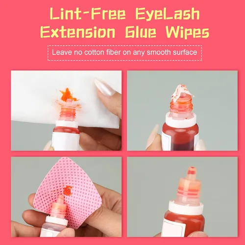 Miniatura 4 de Maitys 1000 toallitas para extensiones de pestañas, limpiador de pegamento de pestañas, toallitas de tela no tejida, suministros de pestañas, Rojo