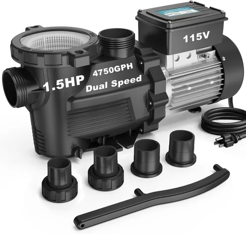 Miniatura 17 de Bomba de Piscina para Dentro y Sobre el Suelo, Autocebante de Alto Flujo (con Temporizador, 1.5HP, 7350 GPH, 115V)