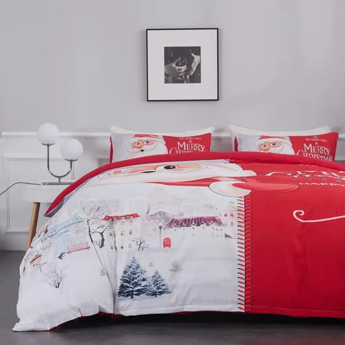 Miniatura 3 de Funda de edredón de Navidad, juego de cama con estampado HD, funda de edredón de microfibra súper suave, tamaño King, patrón de Papá Noel