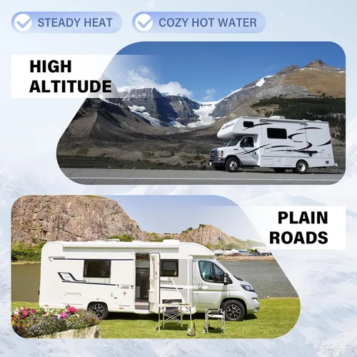Miniatura 7 de Calentador de agua sin tanque RV de 65,000 BTU, calentador de agua caliente de propano RV con salida de agua frontal, puerta blanca de 15 x 15