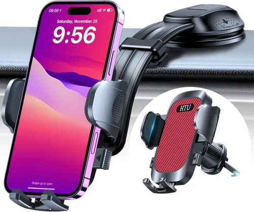 Miniatura 12 de HTU Soporte de teléfono de automóvil con succión más fuerte mejorado, brazo flexible, soporte giratorio para teléfono celular para salpicadero, Negro