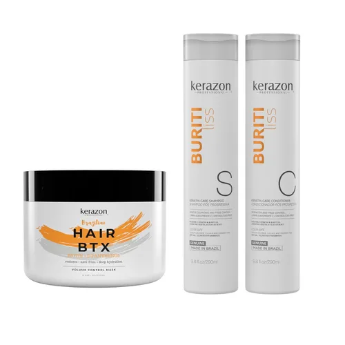 Kerazon Brazilian Hair BTX Tratamiento para todo tipo de cabello + kit de champú y acondicionador sin sulfato y sin sodio