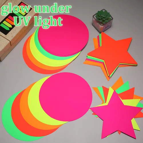 Miniatura 3 de Lincia 100 hojas de papel de neón que brillan para decoración de fiestas, suministros de pista de baile a granel, suministros de pista de baile UV