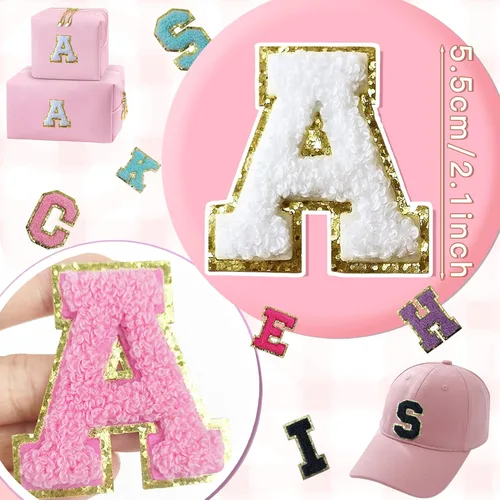 Miniatura 2 de 156 parches de letras de felpilla autoadhesivas, calcomanías de letras de lentejuelas de 2 pulgadas para bolsas de cuero, laptop, funda de teléfono