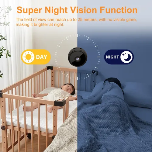 Miniatura 5 de ZHENHAN Mini cámara inalámbrica con visión nocturna avanzada y detección de movimiento, aplicación de teléfono de control remoto, almacenamiento