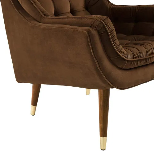 Miniatura 5 de Modway EEI-3001-BRN - Silla de salón tapizada de terciopelo con botones, color marrón