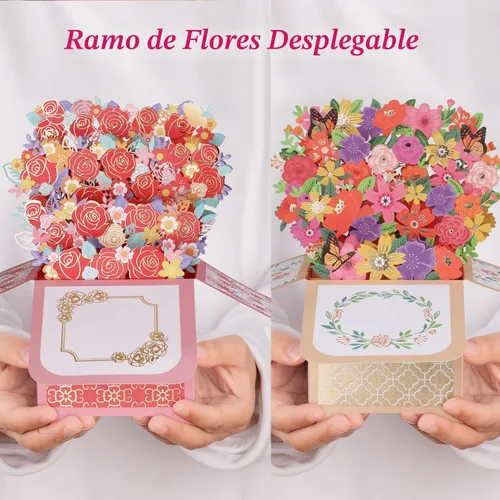 Miniatura 4 de Giiffu Paquete de 3 tarjetas emergentes 3D para el día de la madre, ramo de flores hechas a mano, tarjetas de felicitación con sobres y tarjetas