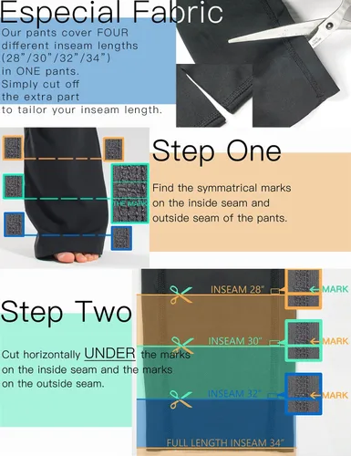 Miniatura 50 de Safort Pantalones de yoga con entrepierna de 28" 30" 32" 34"más amplios en la parte inferior para botas altas, 4 bolsillos, UPF50+