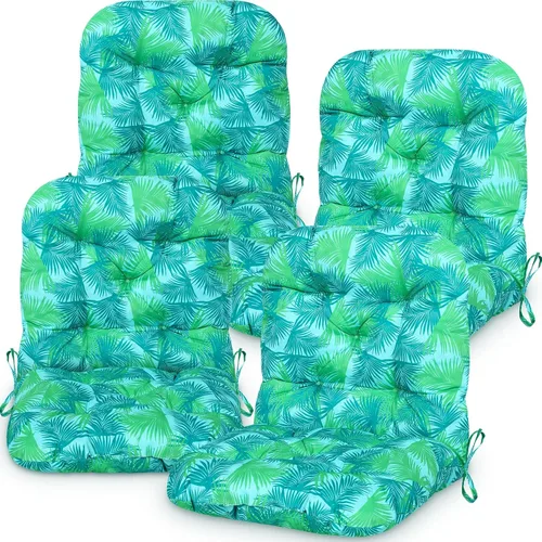 Miniatura 9 de Chunful Paquete de 4 cojines con respaldo copetudo para interiores y exteriores, resistentes a la intemperie, para muebles de césped de interiores