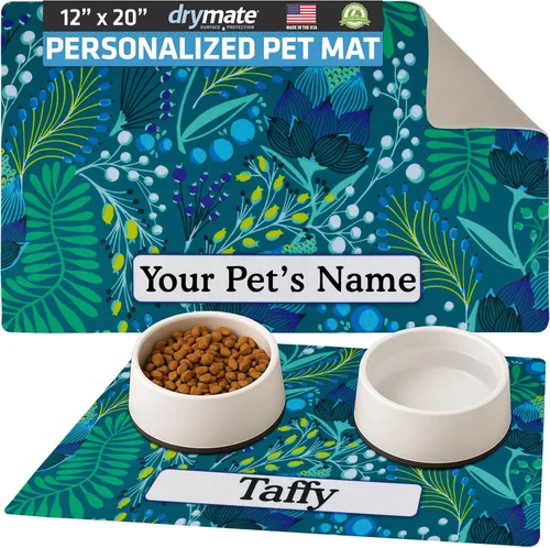 Miniatura 29 de Drymate Mantel individual personalizado para tazón de mascotas, tapete personalizado de alimentación de alimentos para perros y gatos, tela Lino