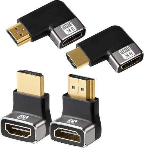Miniatura 9 de Adaptador HDMI Plano de 8K de 90 Grados y 270 Grados Chapado en Oro Paquete de 2, Adaptador Plano Vertical HDMI Macho a Hembra en Ángulo Recto