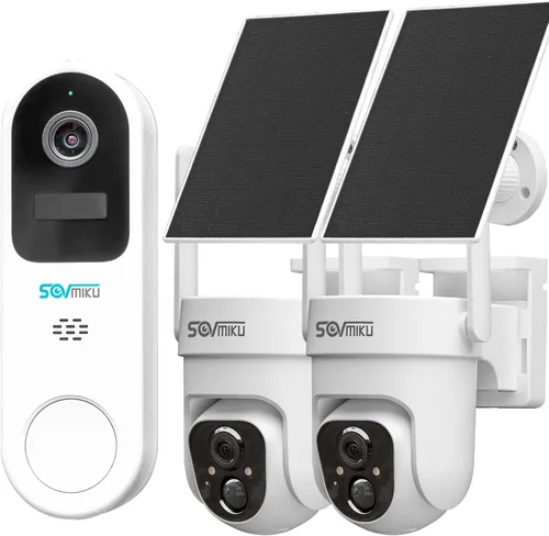 SOVMIKU Vicohome - Timbre de video AI 2K y cámara de seguridad solar inalámbrica para exteriores, visión nocturna a color, audio bidireccional,