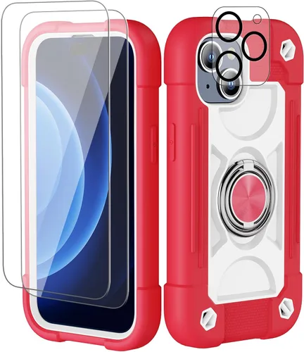 Miniatura 146 de Funda para iPhone 11 de 6.1 pulgadas con soporte de anillo, con 2 protectores de pantalla de vidrio, resistente a los golpes, resistente a