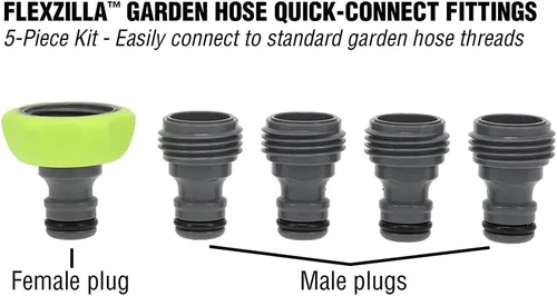 Miniatura 3 de Flexzilla Accesorios de conexión rápida para manguera de jardín, kit de enchufe de 5 piezas