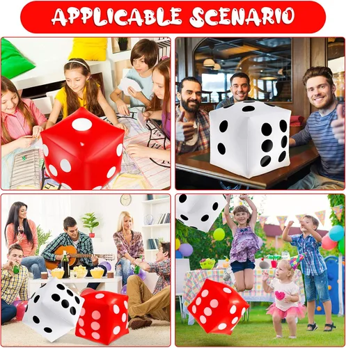 Miniatura 7 de Aoriher Paquete de 2 dados inflables gigantes, dados gigantes de 11.8 pulgadas para juegos amplios en interiores y exteriores, juguetes de piscina