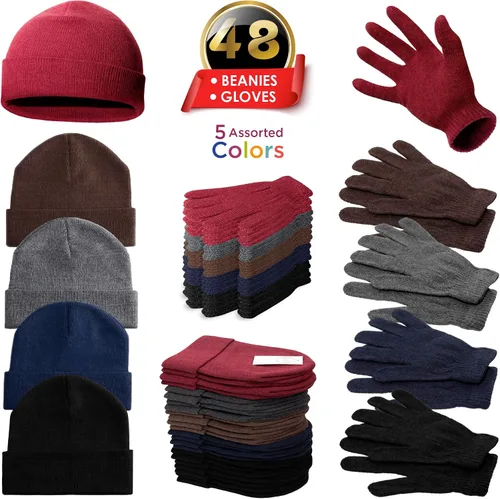 Miniatura 2 de Moda West Bulk 2448 Pack Winter Kit Wholesale Gloves Beanies Scarves Set Warm Accessories Donation Charity Care Bundle