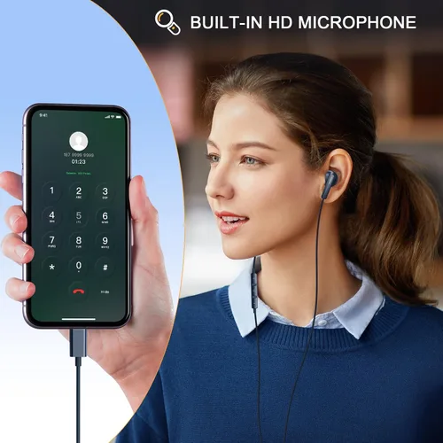 Miniatura 4 de Auriculares USB C para iPhone 17 16 15, auriculares con cable USB C para Samsung S24 S25 Ultra A16 5G, auriculares USB tipo C con micrófono