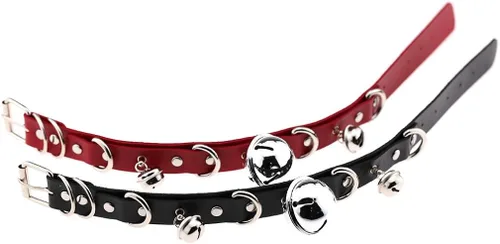 Miniatura 8 de FM FM42 Multicolor PU Simulated Leather Black-tone Silver-tone 4cm Large Bell Rivets Neckband Choker Necklace