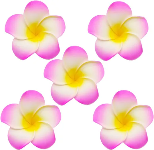 Miniatura 11 de 100 pétalos artificiales de plumeria rubra hawaiana de espuma de Frangipani de 3.2 pulgadas de diámetro, para decoración de bodas y fiestas (azul)