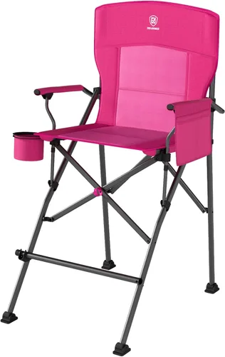 Miniatura 9 de EVER ADVANCED Silla alta de directores de campamento con portavasos de 31 pulgadas, silla plegable de altura de barra para campamento, deportes
