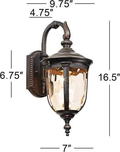 Miniatura 4 de John Timberland Bellagio Lámpara de Carruaje Europea para Exteriores Metal Bronce 16 1/2" Vidrio Martillado Aplique de Pared para Exterior Casa