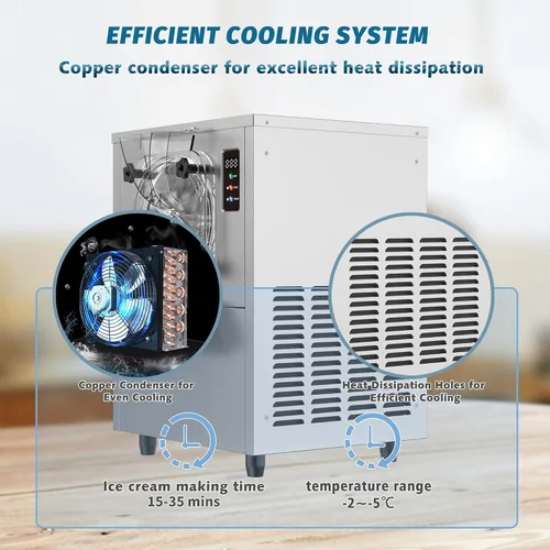 Miniatura 4 de Máquina comercial para hacer helados duros, 1400 W, 110 V, 3 a 4 galones por hora, máquina de helado de gelato con panel LED de limpieza automática
