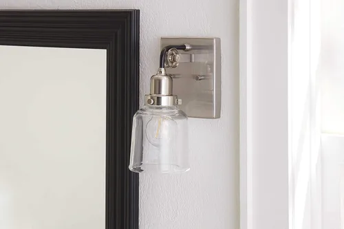 Miniatura 25 de Progress Lighting Rushton Collection - Lámpara de tocador de baño de cristal transparente (1 lámpara), níquel cepillado