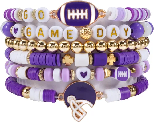 Miniatura 13 de Ardorchid Pulseras de Halloween para Mujeres Calabaza Fantasma Esqueleto Murciélago Calavera con Cuentas Apilables Elásticas Rugby Acción de Gracias