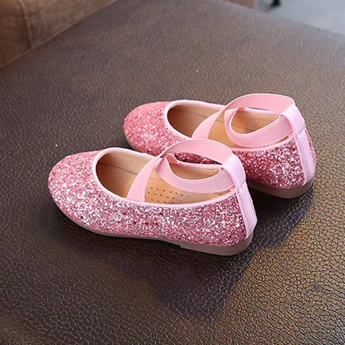 Miniatura 5 de YIBLBOX Zapatos planos de ballet con purpurina para niña, bailarina, Mary Jane, princesa, vestido de boda, zapatos de vestir brillantes
