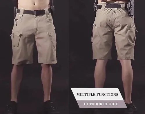 Miniatura 5 de Pantalones cortos tácticos para hombre, resistentes al agua, mezcla de algodón, para senderismo, pesca, sin cinturón