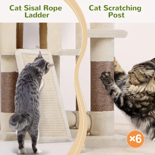 Miniatura 6 de Globlazer Árboles para Gatos de Servicio Pesado para Gatos Grandes, Árbol para Gatos Maine Coon Resistente de 72 pulgadas para Gatos Grandes de 20+