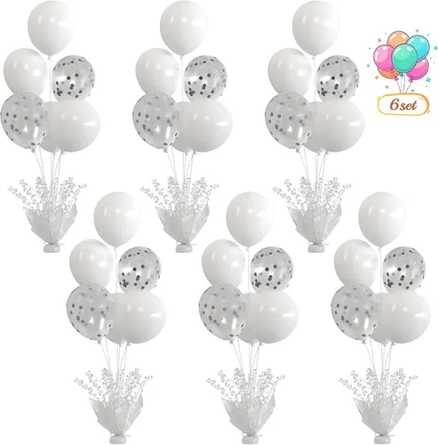 Miniatura 15 de 2 Juego de Globos de Mesa Negros con Spray de Aluminio para Centro de Mesa con Globos Negros y de Confeti, Kit de Soporte para Decoración de Mesa