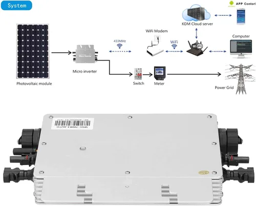 Miniatura 4 de Microinversor de lazo de rejilla solar de 700W, control WiFi móvil APP Monitoreo, salida de CA 120V para el sistema de energía solar casero