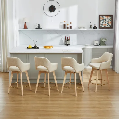 Miniatura 10 de Zesthouse Juego de 2 taburetes giratorios para mostrador, taburetes de bar de altura de mostrador de madera con respaldo y brazo, taburetes de bar