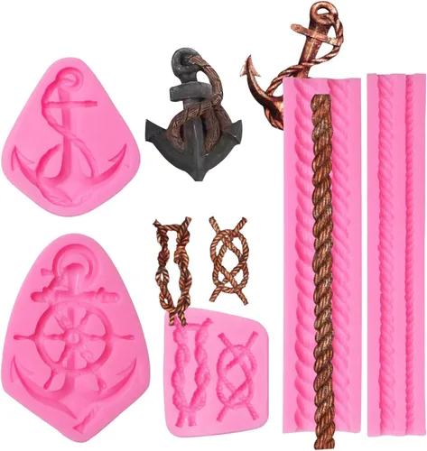 Miniatura 10 de Moldes de silicona para fondant de peces de tortuga marina, 4 paquetes de moldes de chocolate con delfín de coral marino para decoración de Pescado