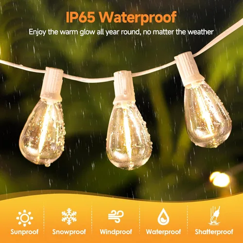 Miniatura 3 de Larkvue Tira de luces LED S11 de 75 pies para exteriores, luz regulable para patio, con 22+2 bombillas Edison de 2700 K impermeables, inastillables