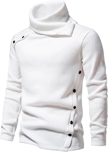 Miniatura 2 de Camisas de hombre de manga larga sólido cuello alto suéter regular ajuste ligero suéter suave ajustado ropa al aire libre