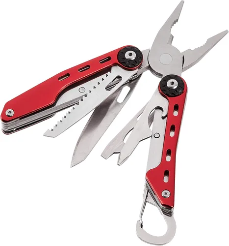 Miniatura 2 de Amazon Basics Multiherramienta de acero inoxidable 10 en 1 con seguro de bloqueo y funda de nailon, rojo