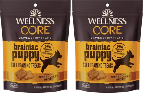 Miniatura 10 de Wellness CORE - Golosinas para cachorros, naturales, golosinas de entrenamiento, sin granos, carne de res Brainiac y pavo (bolsa de 6 onzas)