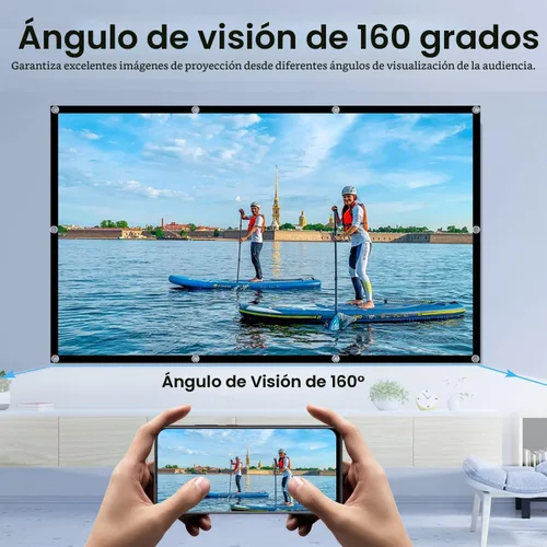 Miniatura 5 de Pantalla de proyector, pantalla de proyección frontal trasera portátil plegable de 84 pulgadas, para interiores y exteriores, 4K 16:9 HD, pantalla