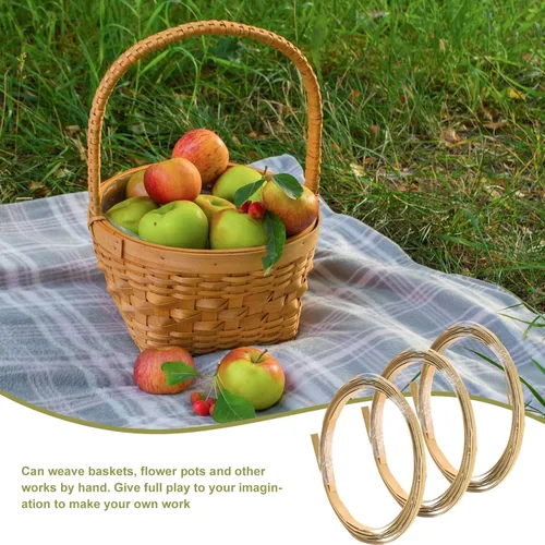 Miniatura 4 de EXCEART Tiras 3 rollos de caña plana ancha fina caña de bambú natural Bobina plana para cesta de tejer suministros de caña de ratán correas DIY Verde